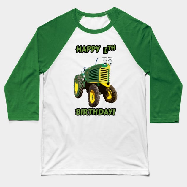 happy 10th birthday tractor design Baseball T-Shirt by seadogprints